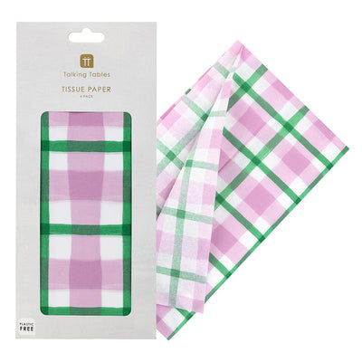 Mellow Green & Pink Gingham Tissue Paper