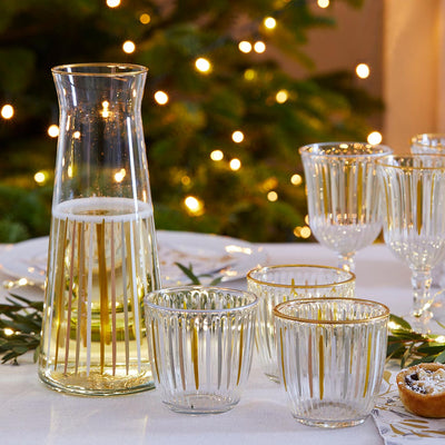 White & Gold Striped Glass Tumblers