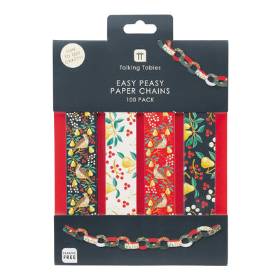 Partridge & Pear Paper Chains - 100 Pack | Christmas Decor |