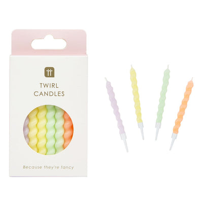 Pastel Twirl Birthday Candles - 8 Pack