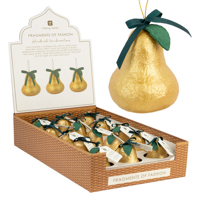 Handmade Gold Pear Christmas Tree Decorations - Display |