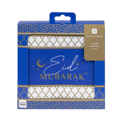 Party Porcelain Navy & Gold Eid Paper Napkins - 20 Pack