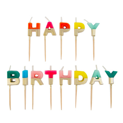 Rainbow 'Happy Birthday' Letter Candles | Cake Candles |