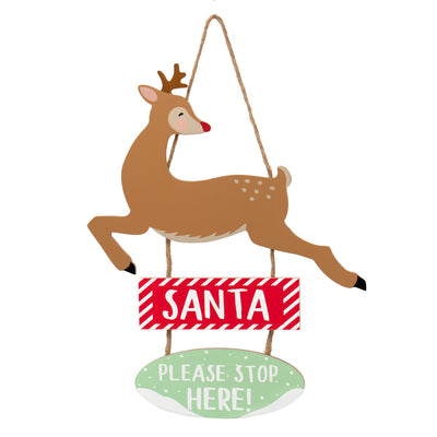 Craft with Santa 'Please stop here' Wooden Sign