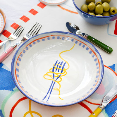 Mixed Design Ceramic Pasta Bowls Starter Set - 23cm | Dinner Bowls |