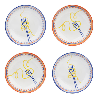 Mixed Design Ceramic Pasta Bowls Starter Set - 23cm | Dinner Bowls |