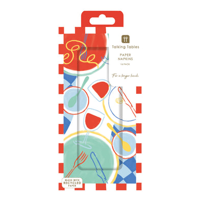 Italian Bistro Long Lunch Paper Napkins - 8 Pack Display | Dinner Party Napkins |