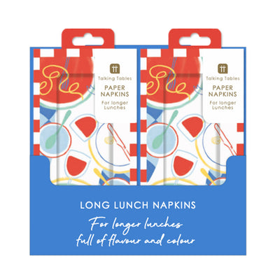 Italian Bistro Long Lunch Paper Napkins - 8 Pack Display | Dinner Party Napkins |