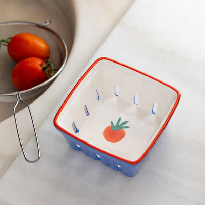 Tomato Blue Ceramic Punnet - 15cm | Summer Kitchenware |