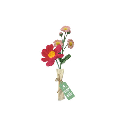 Pink Daisy Crochet Sprigs - 18cm - 2 Pack