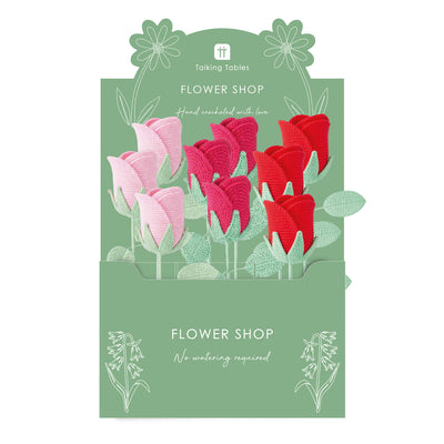 Handmade Roses Crochet Sprigs - 9 Bundle Display Set | Spring Decor |