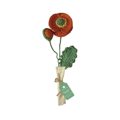 Orange Poppy Crochet Sprigs - 18cm - 2 Pack | Home Decor |