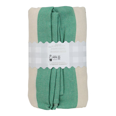 Green Stripe Cotton XL Gingham Tablecloth - 160cm x 250cm