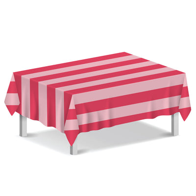 Pink Stripe Cotton XL Gingham Tablecloth - 160cm x 250cm