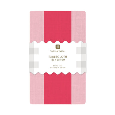 Pink Stripe Cotton XL Gingham Tablecloth - 160cm x 250cm