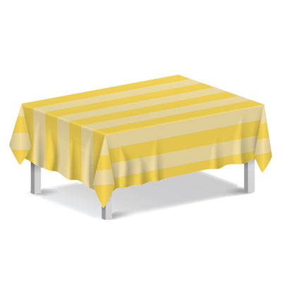 Yellow Stripe Cotton XL Gingham Tablecloth - 160cm x 250cm