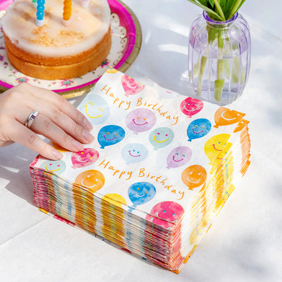 Table Kind Happy Face Paper Napkins - 100 Pack
