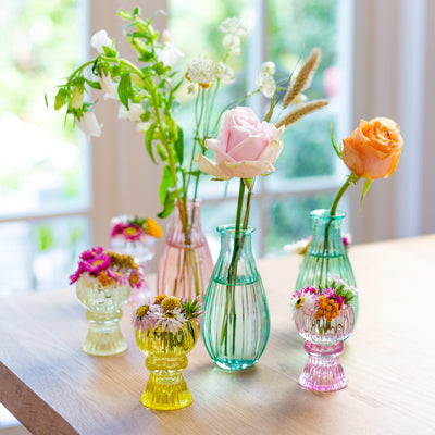Green Glass Candle Holder | Outdoor Dining Decor |