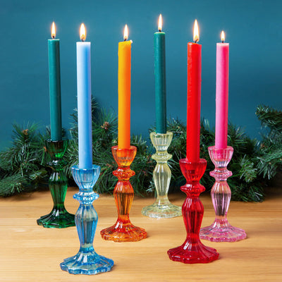 Dark Green Glass Candlestick Holder