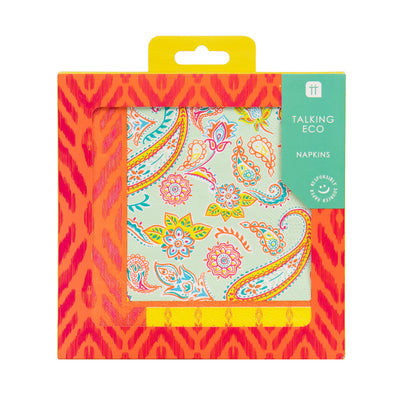 Boho Paisley Recyclable Paper Napkins - 20 Pack