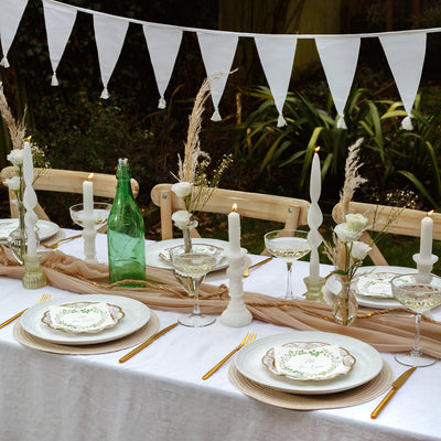 White Cotton Fabric Bunting, 4m