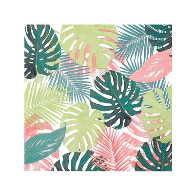 Tropical Palm Pastel Leaf Paper Napkins - 20 Pack