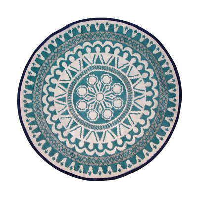 Souk Blue Round Outdoor Rug