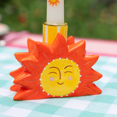 Hand-Painted Sun Candle Holder | Summer Decor |
