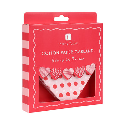 Recycled Cotton Paper Heart Garland - 2m