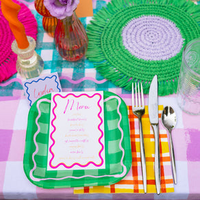 Mellow Lilac & Green Paper Raffia Placemats - 2 Pack