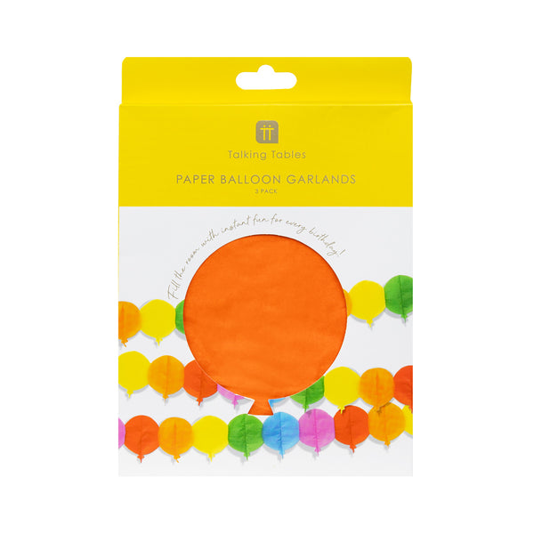 Birthday Brights Honeycomb Balloon Paper Garlands - 3 Pack