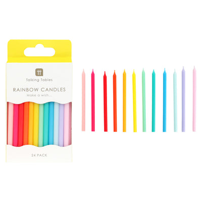 Rainbow Birthday Candles - 24 Pack | Cake Candles |