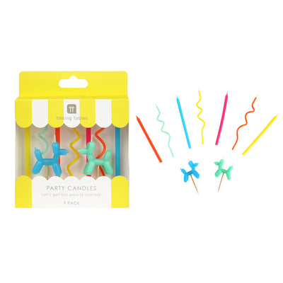 Balloon Dog Birthday Candles - 9 Pack | Cake Candles |