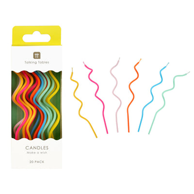 Rainbow Twisted Birthday Candles - 20 Pack | Cake Candles |