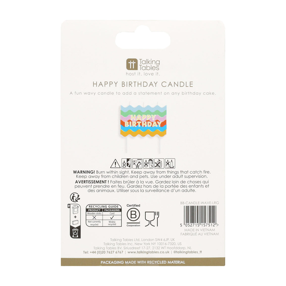 Birthday Brights Wavy Large Happy Birthday Candle - 12 Pack