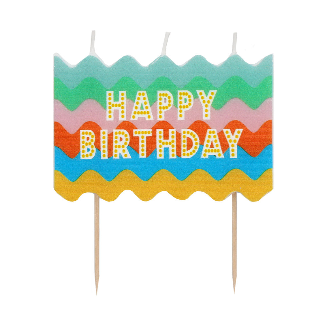 Birthday Brights Wavy Large Happy Birthday Candle - 12 Pack