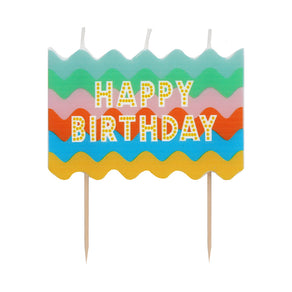 Birthday Brights Wavy Large Happy Birthday Candle - 12 Pack