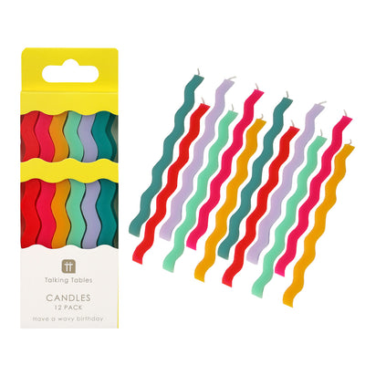 Birthday Brights Wavy Tall Happy Birthday Candle - 12 Pack