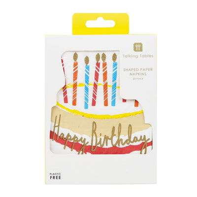 Birthday Brights Shaped Birthday Cake Paper Napkins - 20 Pack
