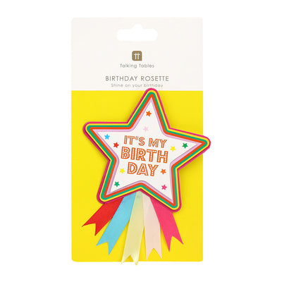 Birthday Brights Multi Coloured Birthday Star Rosette Badge