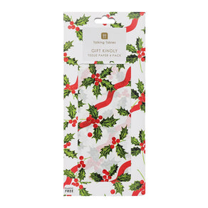 Holly White Christmas Tissue Paper