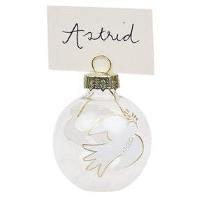 Mistletoe Glass Bauble Place Card Holders 