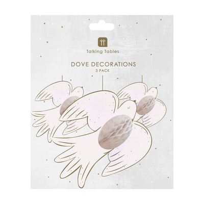White Dove Honeycomb Hanging Decorations - 3 Pack
