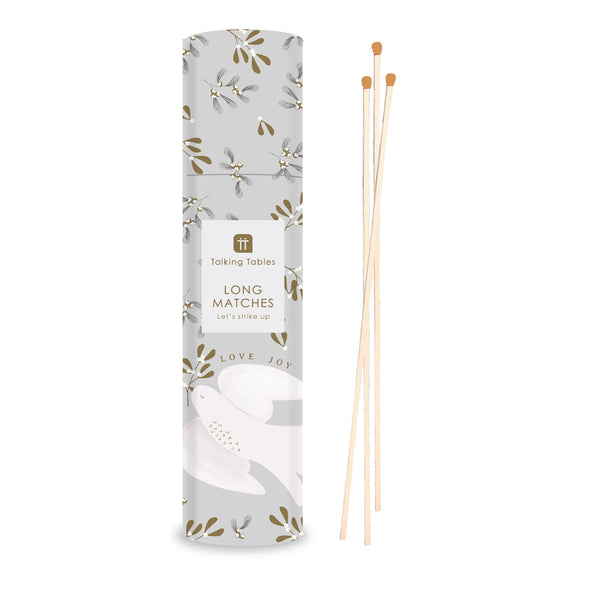 Mistletoe White Long Christmas Matches - 50 Matches