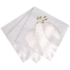 Mistletoe White Christmas Paper Napkins - 20 Pack