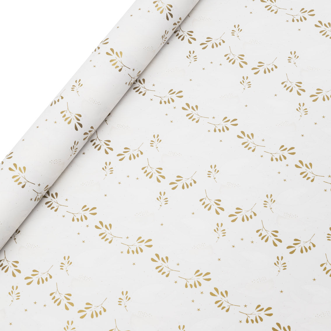 Mistletoe White Recycled Christmas Wrapping Paper - 3m