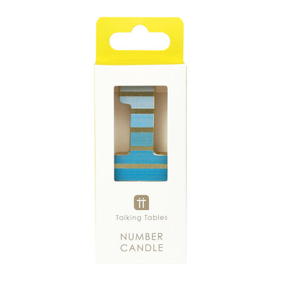 Blue & Gold Number Candle - 1