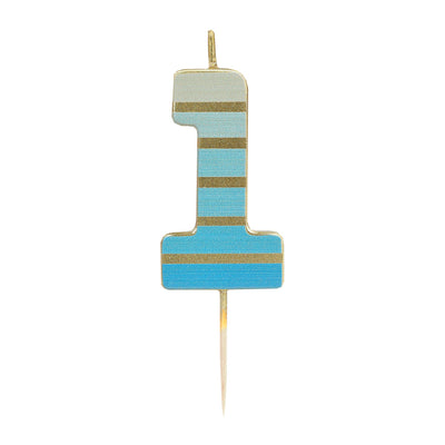 Blue & Gold Number Candle - 1