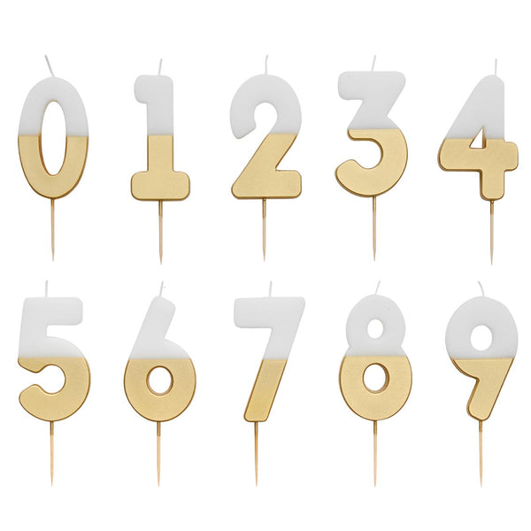 Gold & White Number Candles Starter Set - 0-9