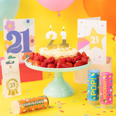 White & Gold Milestone Birthday Number Candle - 21